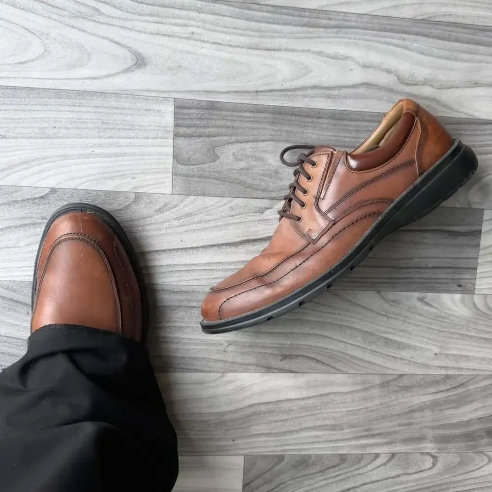 Dockers 90-32765 Brown Leather Oxford Dress Shoes Mens 12